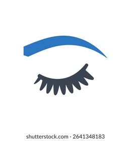 Eye with eyelash and eyebrow icon