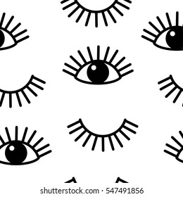 Eye and eyelash seamless pattern vector