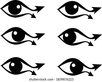 Eye with eyelashes in the form of arrows, stylized image, logo, sign. Vector illustration