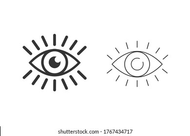 Eye with eyelashes line icon set. Look and Vision icon. Eye vector icon