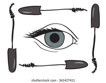 Eye, eyelashes and mascara