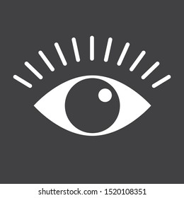Eye with eyelashes simple black flat icon vector design template. 