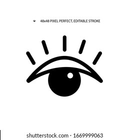 Eye with eyelashes simple line icon vector illustration.Editable stroke. 48x48 Pixel Perfect.