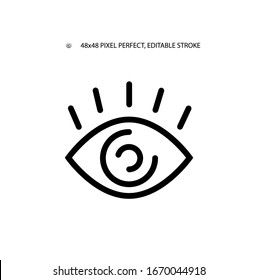 Eye with eyelashes simple line icon vector illustration.Editable stroke. 48x48 Pixel Perfect.