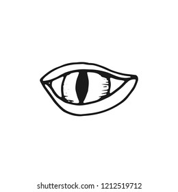 eye with eyelashes sketch icon. isolated object on white background.