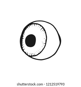 eye with eyelashes sketch icon. isolated object on white background.