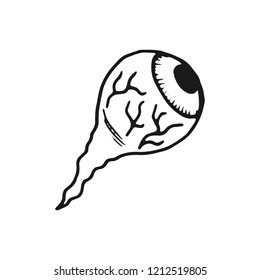 eye with eyelashes sketch icon. isolated object on white background.