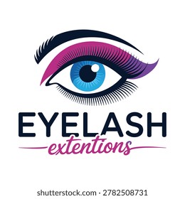Eye with eyelashes and text vector illustration on white background