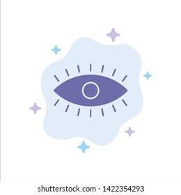 Eye, Eyes, Watch, Design Blue Icon on Abstract Cloud Background