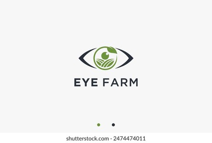 eye with farmer logo design vector silhouette illustration