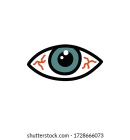 eye fatigue doodle icon, vector illustration