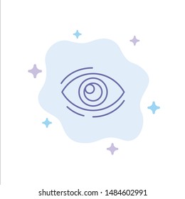 Eye, Find, Look, Looking, Search, See, View Blue Icon on Abstract Cloud Background. Vector Icon Template background