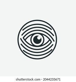 Eye fingerprint logo inside.security icon,dotted line identification