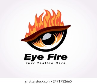 eye with fire angry logo design template illustration inspiration