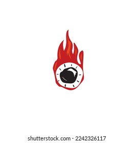 eye in fire classic retro illustration isolated in white background.