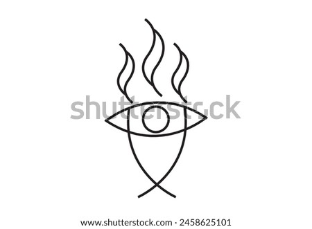 Eye with Fire Line art Editable Clip Art.