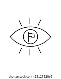 Auge mit Flagsymbol, Vektorsymbol der besten Linie.