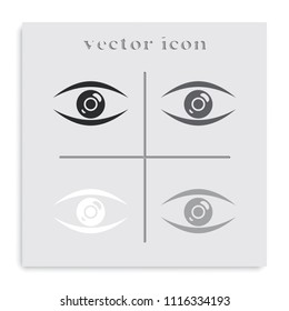 Eye flat black and white vector icon.