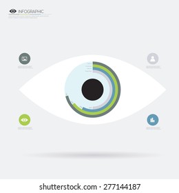 Eye flat icon infographic. Vector illustration