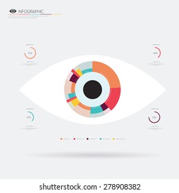 Eye flat icon infographic. Vector illustration 