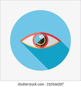 Eye flat icon with long shadow