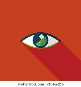 Eye flat icon with long shadow