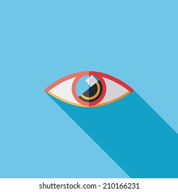 Eye flat icon with long shadow