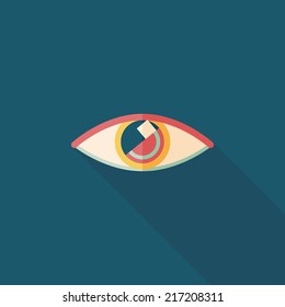 Eye flat icon with long shadow