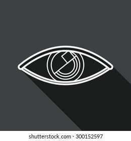 Eye flat icon with long shadow, line icon