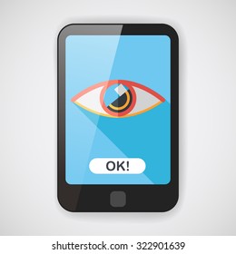 Eye flat icon with long shadow