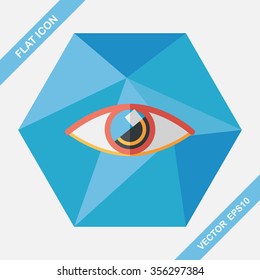 Eye flat icon with long shadow