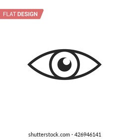 Eye flat icon. Silhouette eye. Monochrome eye isolated on background
