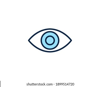 Eye flat icon. Thin line signs for design logo, visit card, etc. Single high-quality outline symbol for web design or mobile app. Marketing outline pictogram.