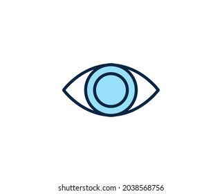 Icono plano ocular. Señales de línea delgada para el logotipo de diseño, tarjeta de visita, etc. Símbolo de esquema único de alta calidad para diseño web o aplicación móvil. Pictograma de esquema de marketing.