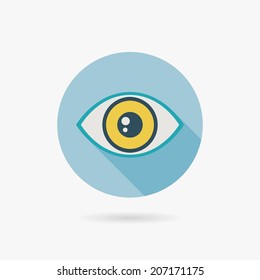 Eye Flat style Icon with long shadows