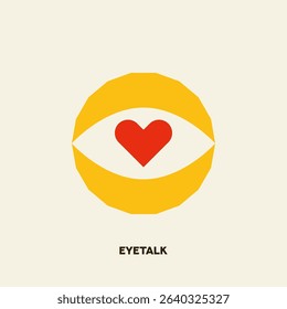Eye flat vector illustration. Eye symbol. Cartoon eyeball. Heart symbol.