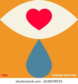 Eye flat vector illustration. Eye symbols. Cartoon eyeballs. Teardrop. Heart symbol. Love symbol. 