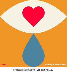 Eye flat vector illustration. Eye symbols. Cartoon eyeballs. Teardrop. Heart symbol. Love symbol. 