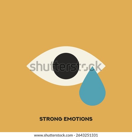 Eye flat vector illustration with teardrop. Eye symbol. Cartoon eyeball.