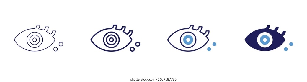 Eye floaters at night icon in 4 different styles. Thin Line, Line, Bold Line, Duotone. Duotone style. Editable stroke.
