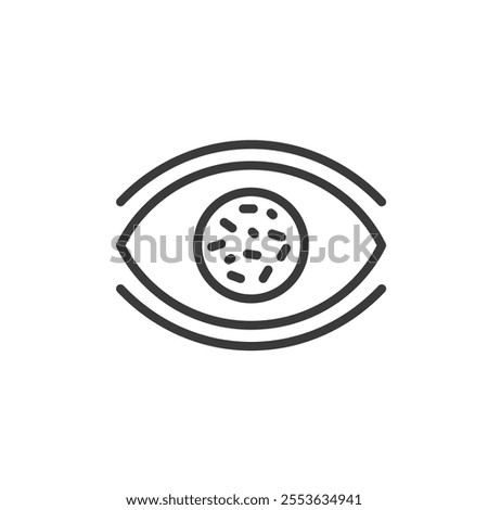 Eye floaters, spots in vision, icon in line design. Floaters, spots, vision, eye, optical, blur, perception on white background vector. Eye floaters, spots in vision editable stroke icon