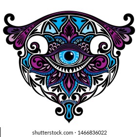 Eye with floral elements. Art Boho style.