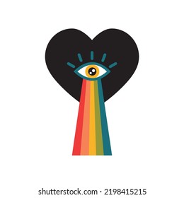 Eye flower look icon line heart
