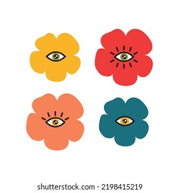 Eye flower look icon line heart