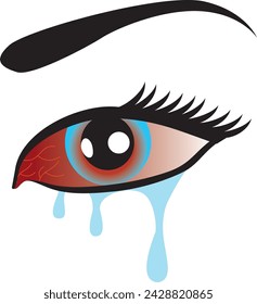 Icono de infección de gripe ocular, enfermedad de ojos rojos, enrojecimiento del ojo, conjuntivitis.