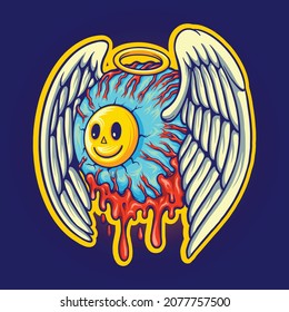Eye Flying With Blood Vector illustrations for your work Logo, mascot merchandise t-shirt, stickers and Label designs, poster, greeting cards advertising business company or brands.