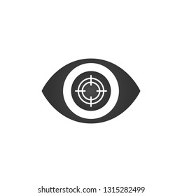 Eye Focus Flat Icon with aim, Vector illustration isolated on white background.