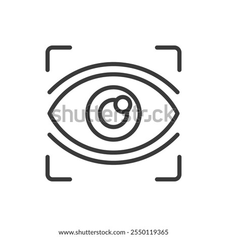 Eye Focus, icon in line design. Eye, focus, vision, sight, clarity, attention, observation on white background vector. Eye Focus editable stroke icon