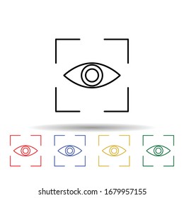 Eye in focus multi color icon. Simple thin line, outline vector of eye care icons for ui and ux, website or mobile application