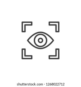 Eye Focus outline icon. linear style sign for mobile concept and web design. Photo camera eye focus simple line vector icon. Symbol, logo illustration. Pixel perfect vector graphics